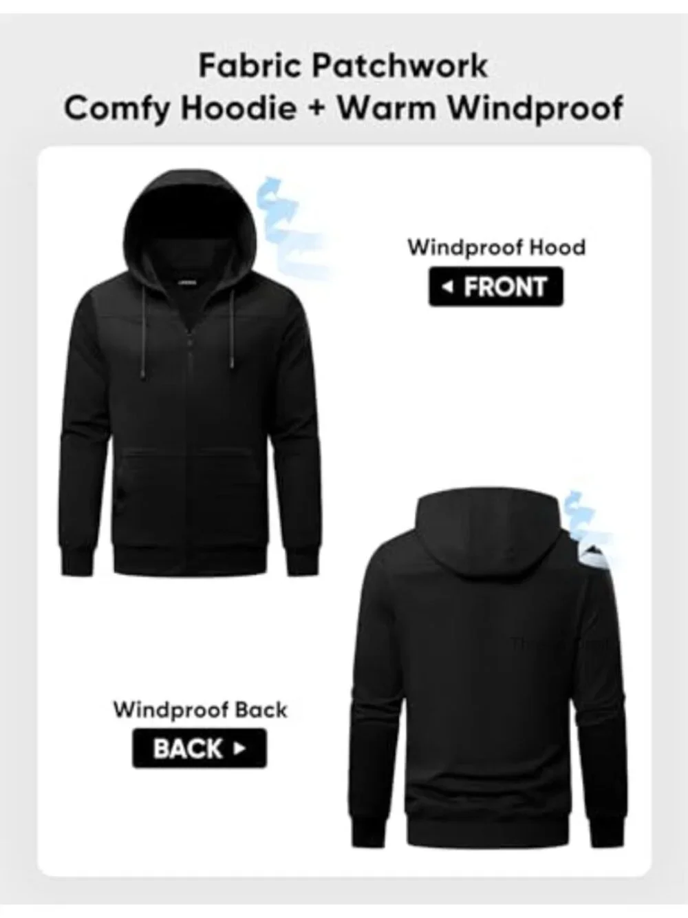 Men's Zip Up Hooded Sweatshirt with Pockets for Workout Hiking